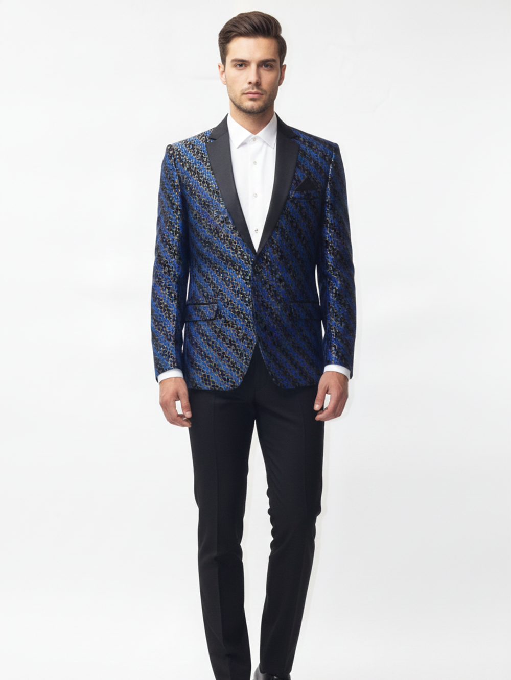 Royal Midnight Patterned Tuxedo Jacket