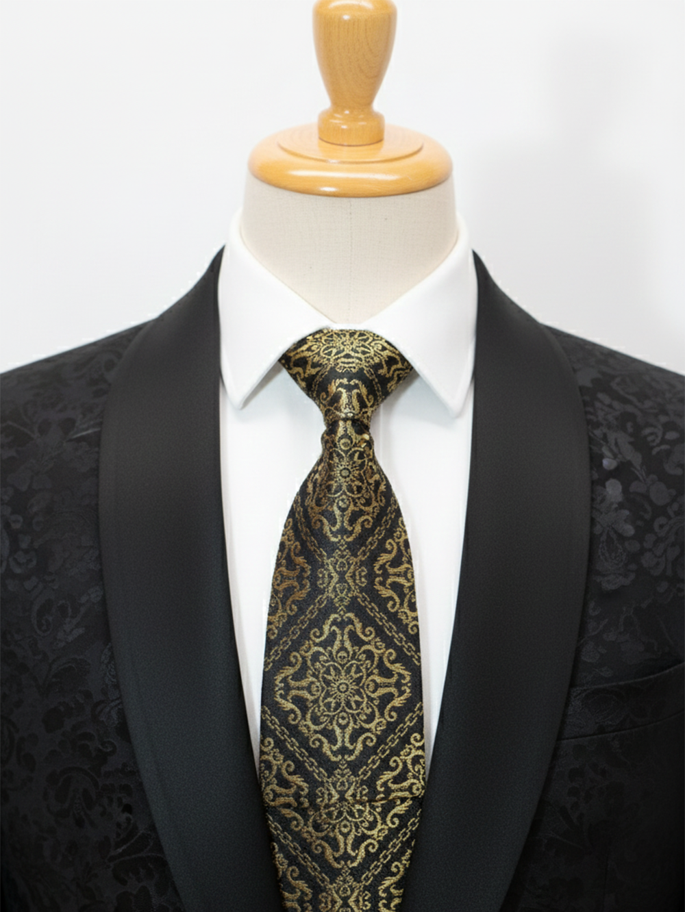 Black Tie with Heavy Golden Work ? Luxury Statement Necktie - Image 3