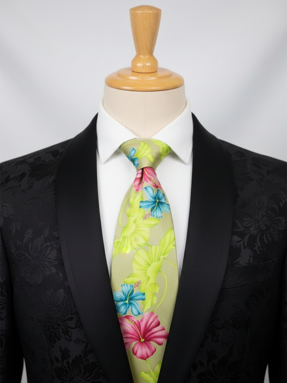 Premium Green Floral Printed Art Silk Tie for Men ? Designer Statement Necktie - Image 2