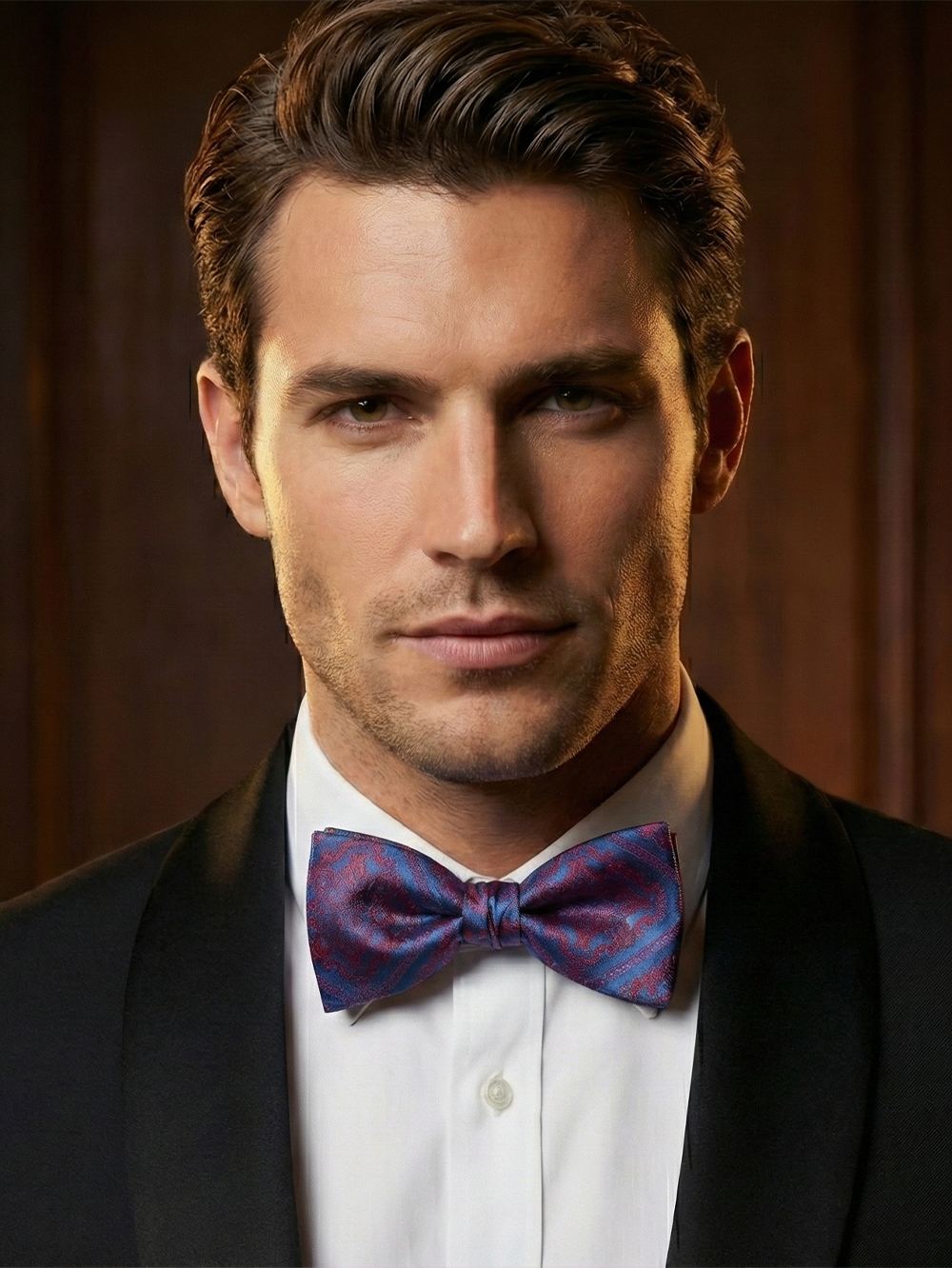 Blue & Red Paisley Bow Tie ? Premium Formal Accessory