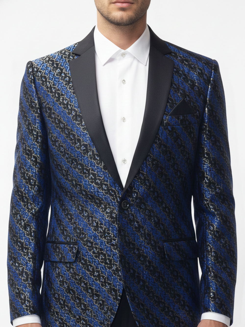 Royal Midnight Patterned Tuxedo Jacket - Image 2