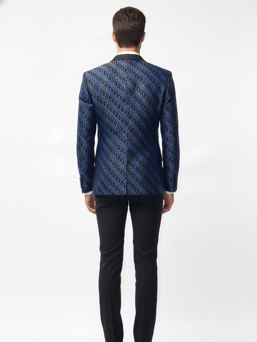 Royal Midnight Patterned Tuxedo Jacket - Image 3