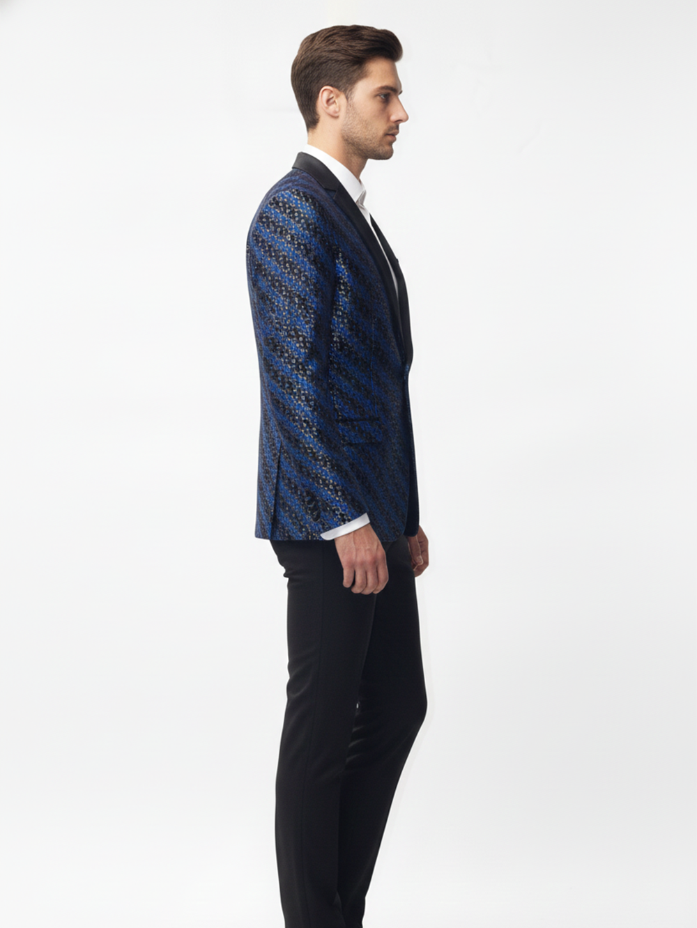 Royal Midnight Patterned Tuxedo Jacket - Image 4
