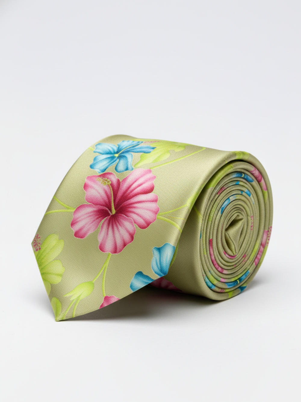 Premium Green Floral Printed Art Silk Tie for Men ? Designer Statement Necktie