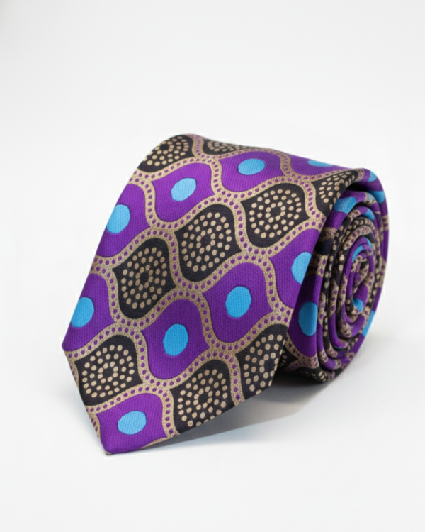 Premium Men?s Art Silk Tie ? Purple Geometric Pattern | Formal & Party Wear