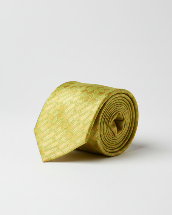 Premium Olive Green Silk Tie with Subtle Woven Pattern