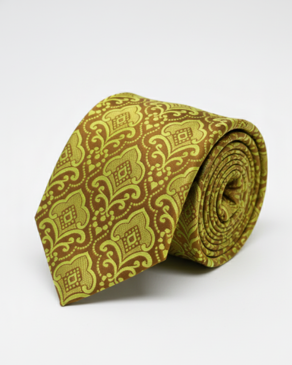 Elegant Yellow & Brown Tie ? Bold Style Meets Classic Charm