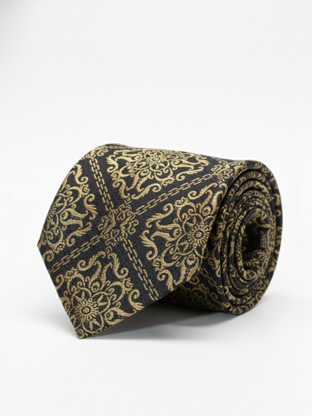 Black Tie with Heavy Golden Work ? Luxury Statement Necktie